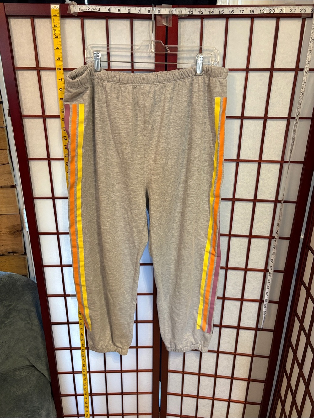 Grayson Threads Heather Gray Joggers with Pink and Yellow Side Stripes